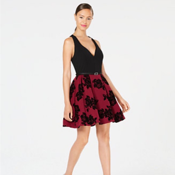 Crystal Doll Dresses & Skirts - Crystal Doll Juniors black floral Velvet dress Christmas